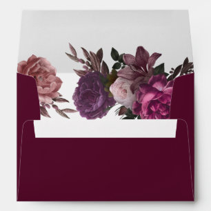 Dark Elegant Maroon & Burgundy Floral Wedding Envelope