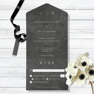 Dark Elegant Minimal Modern Dinner All In One Invitation