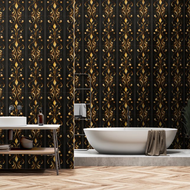 Dark Elegant Pattern Wallpaper (Bathroom)