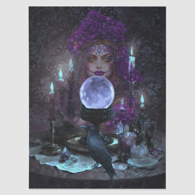 Dark Elegant Romantic Gothic Tarot Reader Tissue Paper (Front)