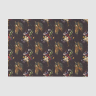 Dark Elegant Vintage Horse Floral Tissue Paper