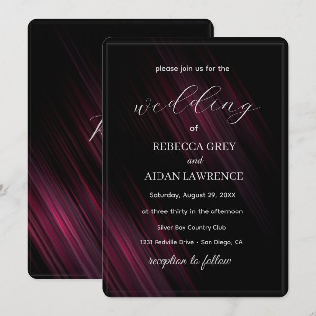 Dark Elegant Wedding Invitation Design (Front/Back)