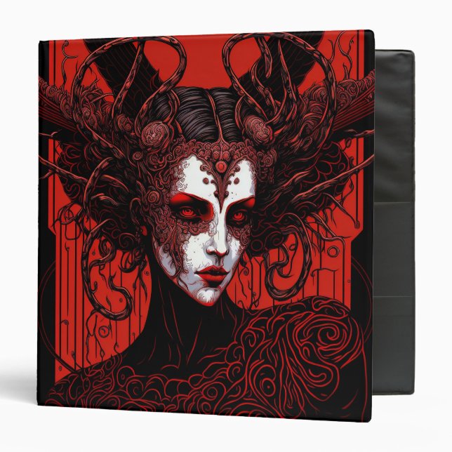 Dark Elf Demon Red Black Fantasy Art Binder (Front/Inside)