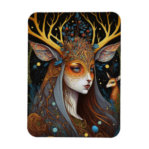 Dark Elf Demon Red Black Fantasy Art Magnet