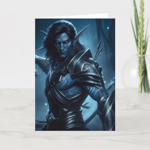 Dark Elf Ready for Battle Halloween Card