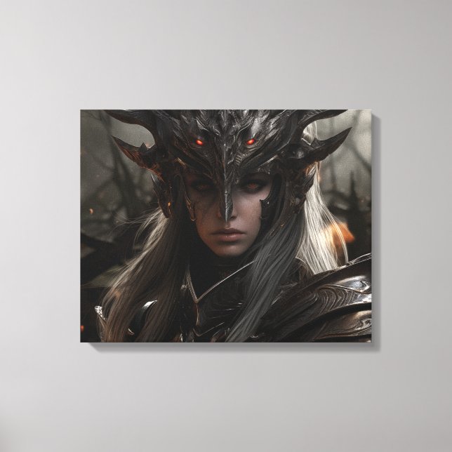 Dark Elf Warrior Knight - Stretched Canvas Print (Front)