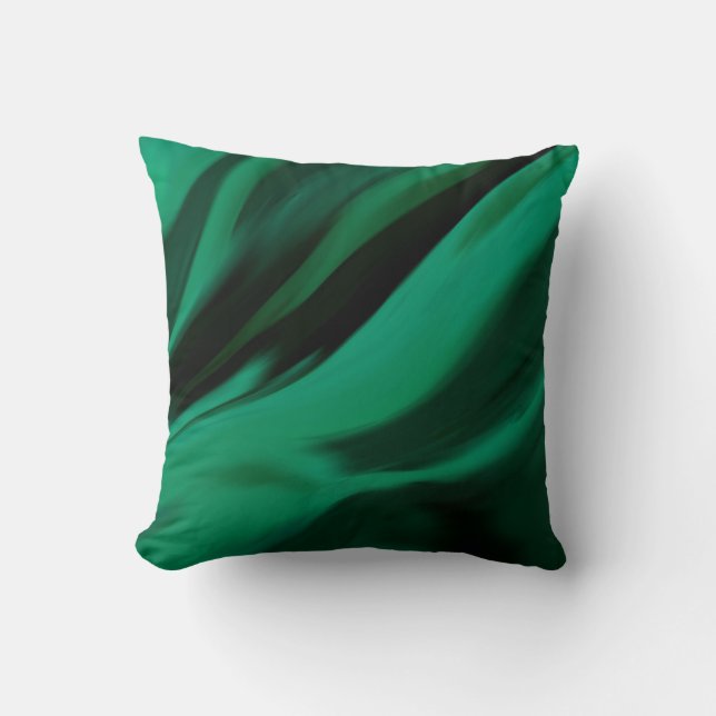 Dark Emerald Green Abstract Throw Pillow (Front)