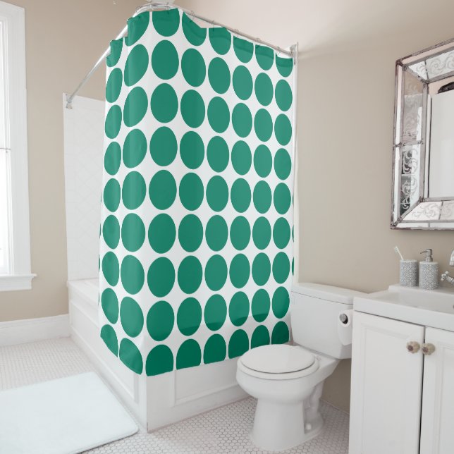Dark Emerald Green Blue Colour Scandi Dots Design  (In Situ)