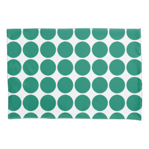 Dark Emerald Green Blue Colour Scandi Dots Design Pillowcase