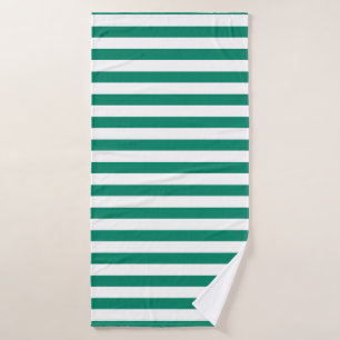 Dark Emerald Green Blue Colour Stripes Summer Bath Towel