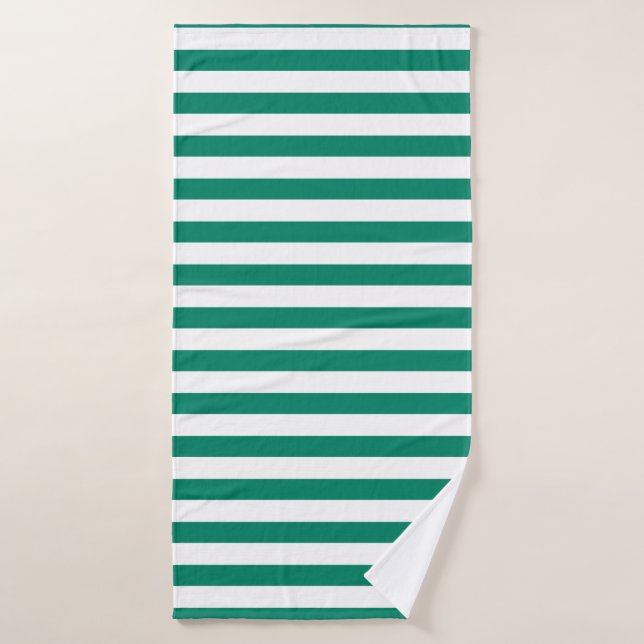 Dark Emerald Green Blue Colour Stripes Summer   Bath Towel (Bath Towel)