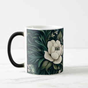 Dark Emerald Green Floral Magic Mug