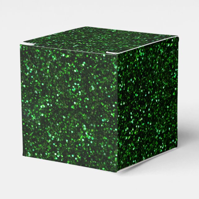 Dark Emerald Green Glitter Favor Box (Front Side)