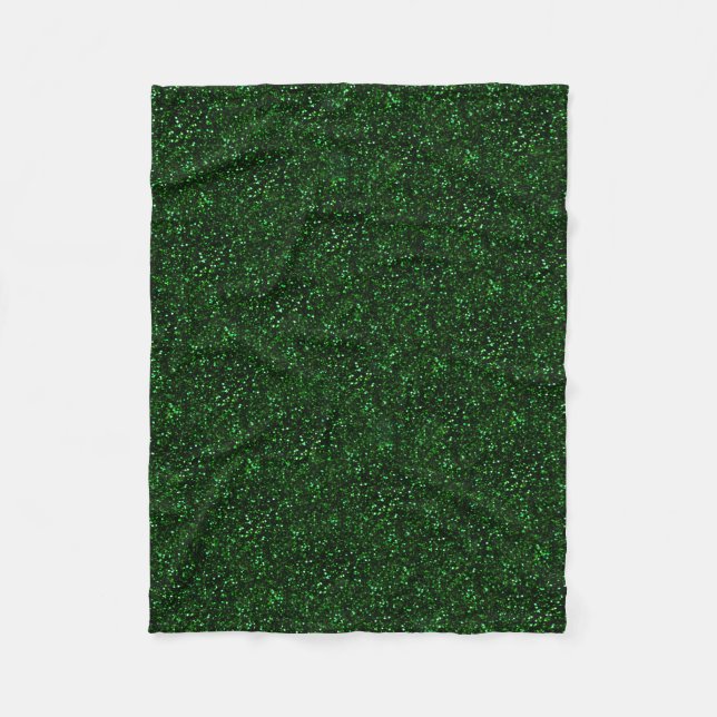 Dark Emerald Green Glitter Fleece Blanket (Front)