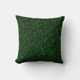 Dark Emerald Green Glitter Throw Pillow