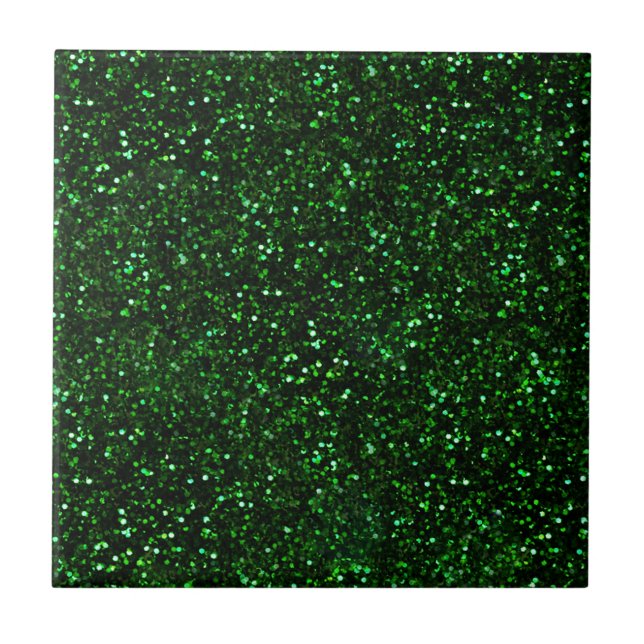 Dark Emerald Green Glitter Tile (Front)
