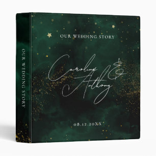 Dark Emerald Green Magic Gold Wedding Story Binder