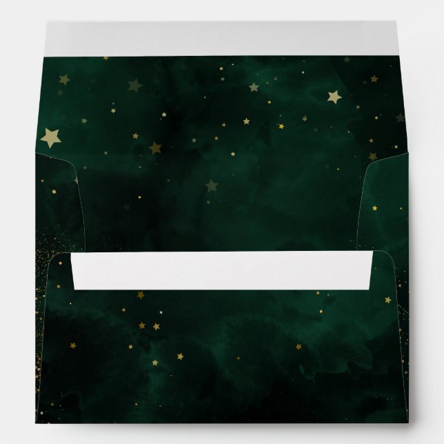 Dark Emerald Green Magical Gold Black Envelope (Back (Bottom))