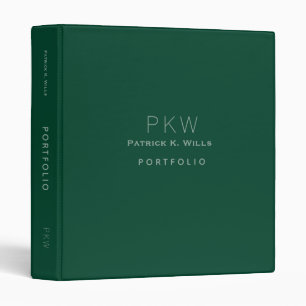 Dark Emerald Green Portfolio Binder with Name