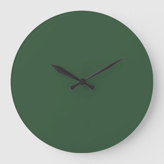 Dark Emerald Green Solid Colour Large Clock (Front)