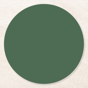 Dark Emerald Green Solid Colour Round Paper Coaster