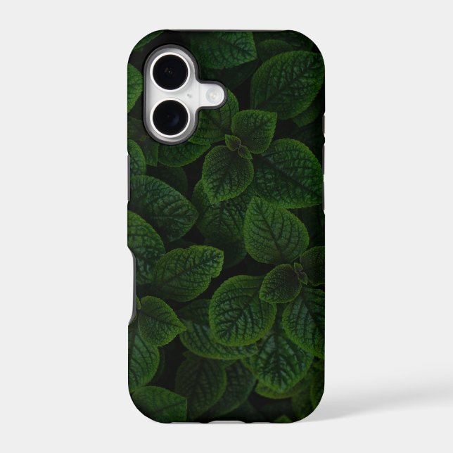 Dark Emerald Green Textured Leaves Pattern (Back)