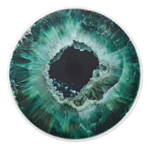 Dark Emerald Natural Gem Pattern Ceramic Knob