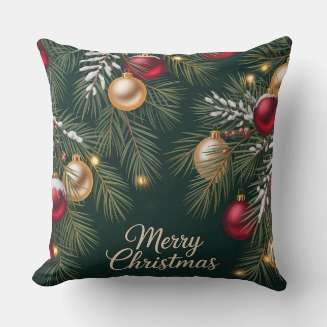 Dark Emerald Pattern Throw Pillow (Front)