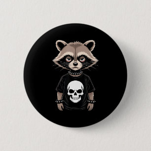 Dark Emo Raccoon With Skull Punk Style Alternative 2 Inch Round Button