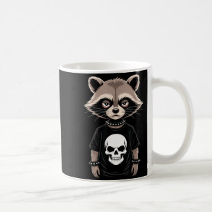 Dark Emo Raccoon With Skull Punk Style Alternative Coffee Mug