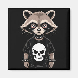 Dark Emo Raccoon With Skull Punk Style Alternative Magnet