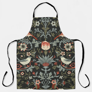 Dark Enchanted Vintage Flowers and Birds seamless Apron