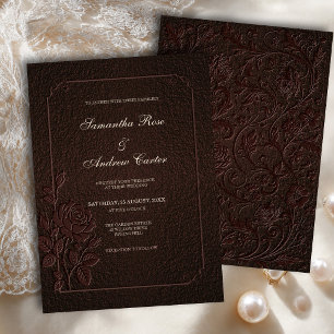 Dark Espresso Rose Wedding Invitation