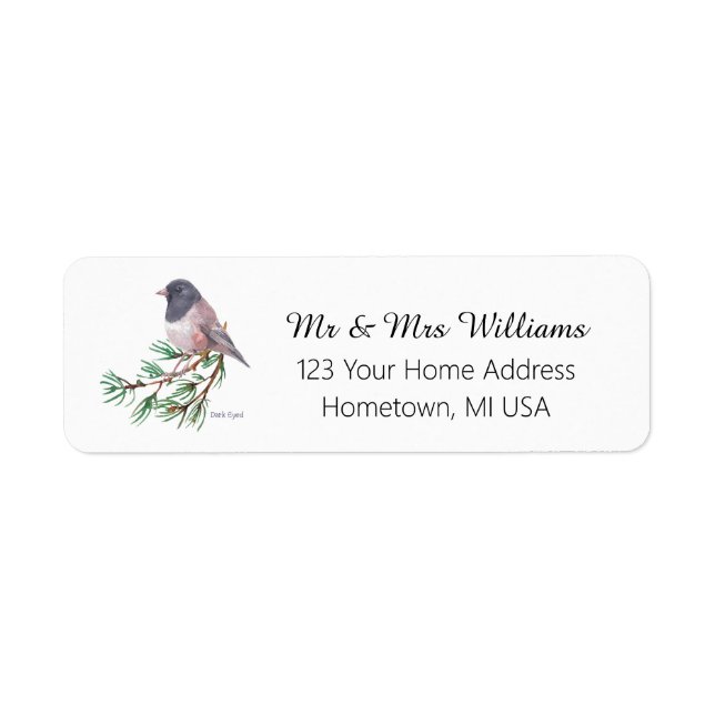 Dark Eyed Finch Bird Return Address (Front)