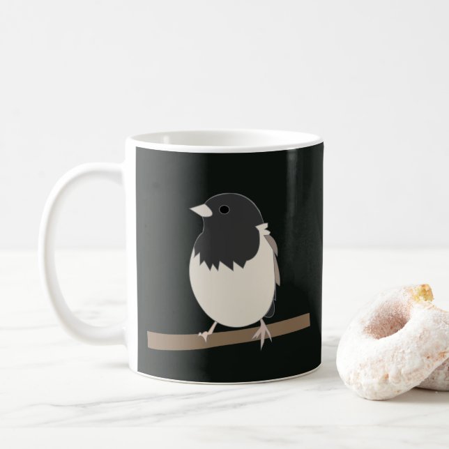 Dark-Eyed Junco Bird Art Coffee Mug (With Donut)