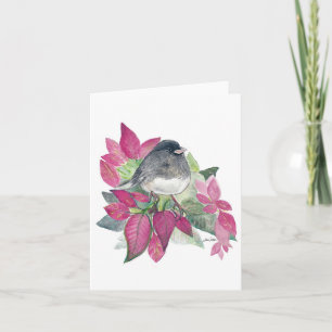 Dark-eyed Junco Bird Flowers Card