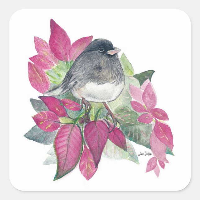 Dark Eyed Junco Bird Square Sticker (Front)
