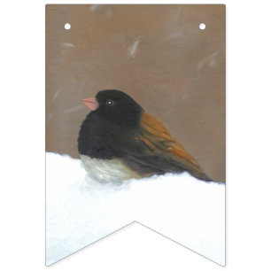 Dark-Eyed Junco Painting - Original Bird Art Bunting Flags