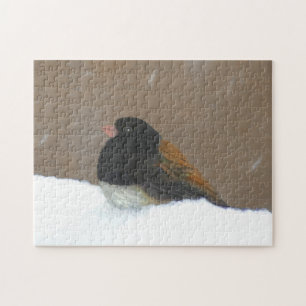 Dark-Eyed Junco Painting - Original Bird Art Jigsaw Puzzle