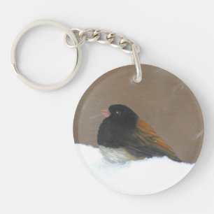 Dark-Eyed Junco Painting - Original Bird Art Keychain