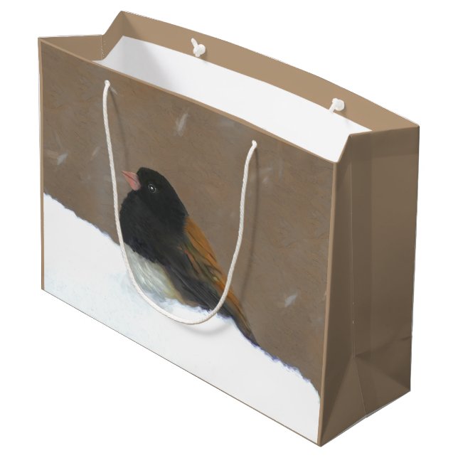 Dark-Eyed Junco Painting - Original Bird Art Large Gift Bag (Back Angled)