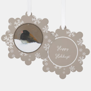 Dark-Eyed Junco Painting - Original Bird Art Ornament Card