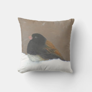 Dark-Eyed Junco Painting - Original Bird Art Outdoor Pillow