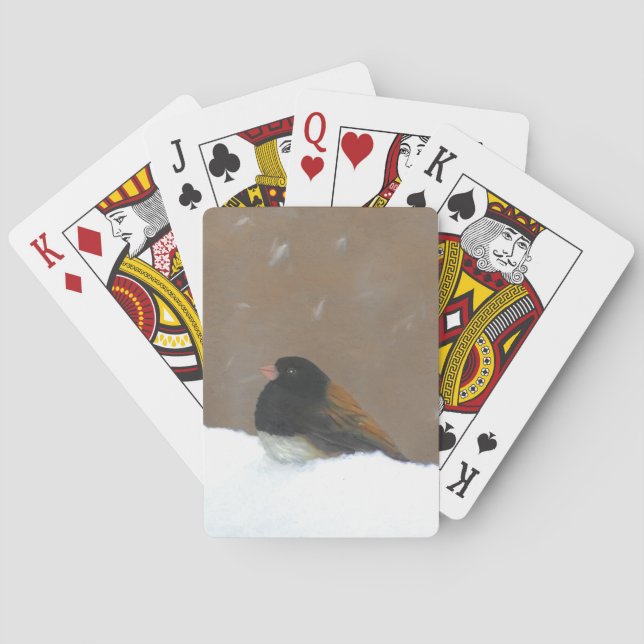 Dark-Eyed Junco Painting - Original Bird Art Playing Cards (Back)