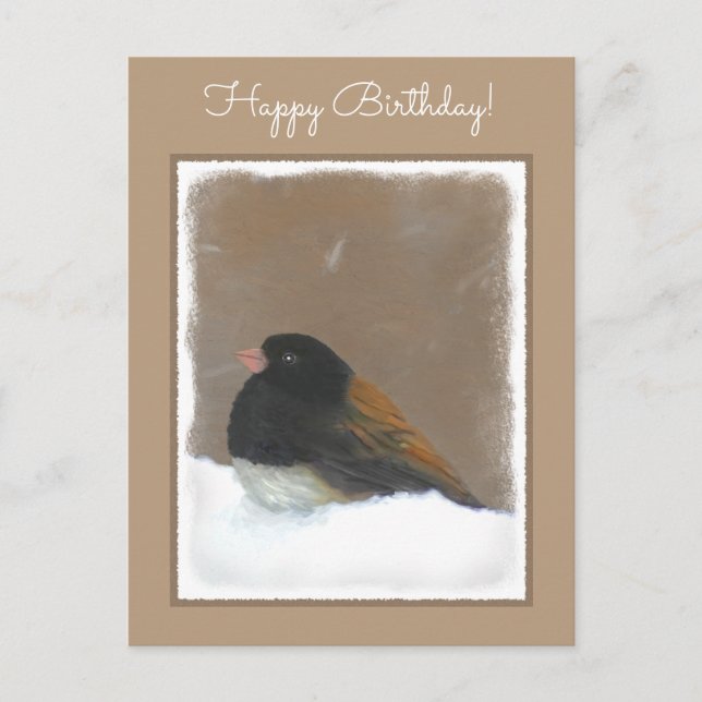 Dark-Eyed Junco Painting - Original Bird Art Postcard (Front)
