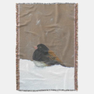 Dark-Eyed Junco Painting - Original Bird Art Throw Blanket