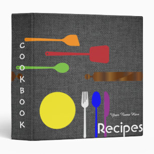 Dark Fabric Kitchen utensils recipe binder book