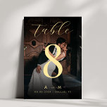Dark Faded Photo & Monogram Elegant Black Wedding Table Number<br><div class="desc">This elegant table number would be a great addition to your wedding celebration. Easily add your own details by clicking on the "personalize" option. 🌸 PLEASE NOTE: The size of this card is 3.5" x 5". If you’d like a larger size, please contact me before 💖 making your purchase. 📨...</div>