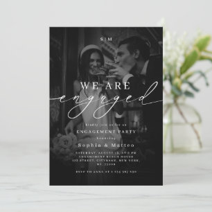 DARK & FADED PHOTO Monogram Engagement Party Invitation