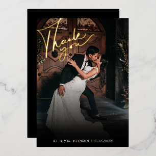 Dark Faded Photo Romantic Black Thank You Wedding